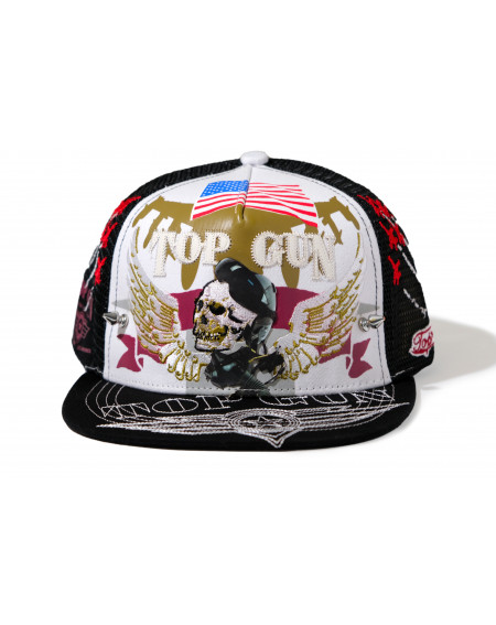 TOP GUN® Hat - White Trucker Snap cap