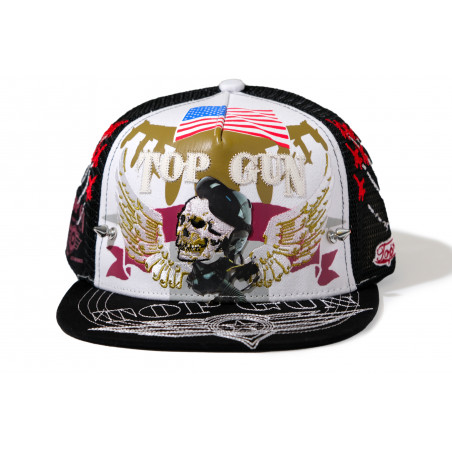 TOP GUN® Hat - White Trucker Snap cap