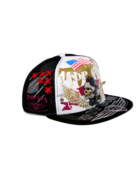 TOP GUN® Hat - White Trucker Snap cap