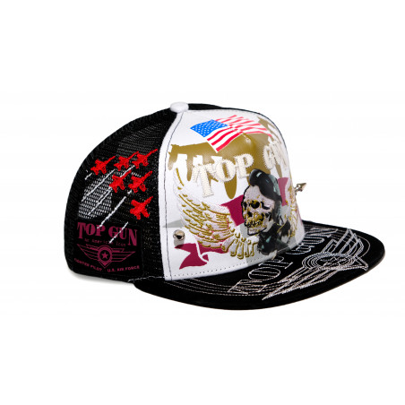 TOP GUN® Hat - White Trucker Snap cap