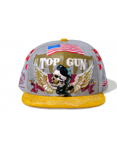 TOP GUN® Hat - Grey Snap cap With Velvet Visor