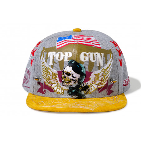 TOP GUN® Hat - Grey Snap cap With Velvet Visor