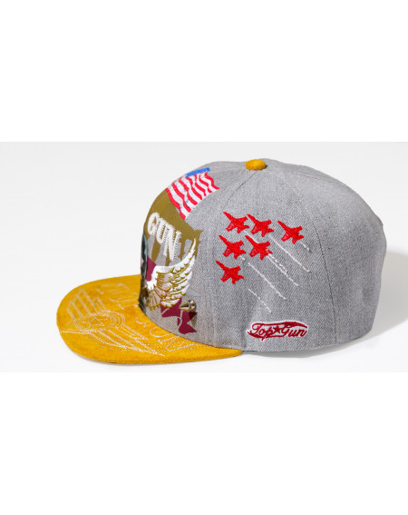 TOP GUN® Hat - Grey Snap cap With Velvet Visor
