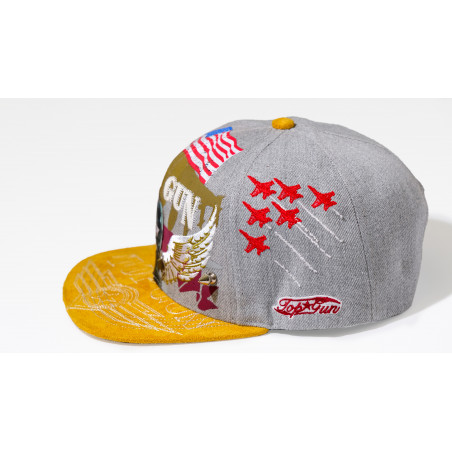 TOP GUN® Hat - Grey Snap cap With Velvet Visor