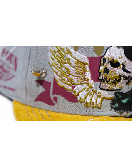 TOP GUN® Hat - Grey Snap cap With Velvet Visor