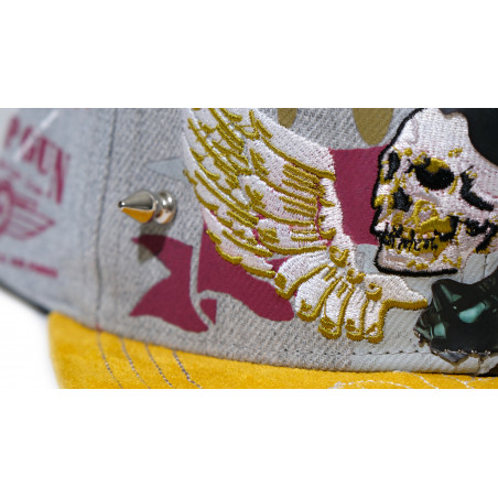 TOP GUN® Hat - Grey Snap cap With Velvet Visor