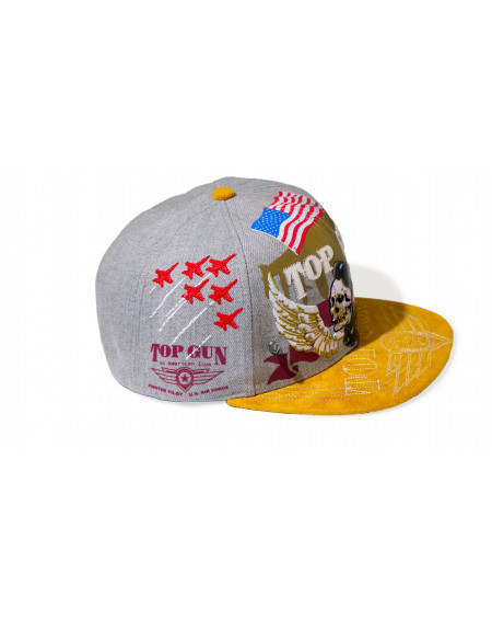 TOP GUN® Hat - Grey Snap cap With Velvet Visor