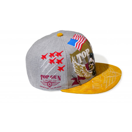 TOP GUN® Hat - Grey Snap cap With Velvet Visor